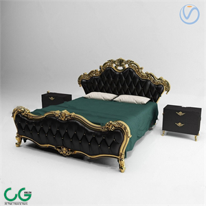 European Light Luxury Carved Double Bed Free 3d Model